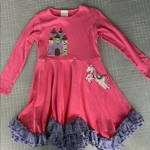 Lemon Loves Lime Pink Dress with Castle and Unicorn